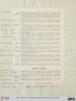 Teppiche, Textilien (Nr. 351-364)
