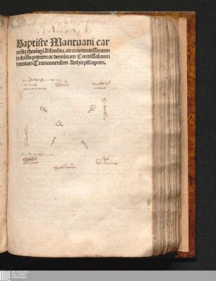 Baptiste Mantuani car||melite theologi Alfonsus : ad reuerendissimum in christo patrem ac dominum Condissaluum heredium Terraconensem Archiepiscopum