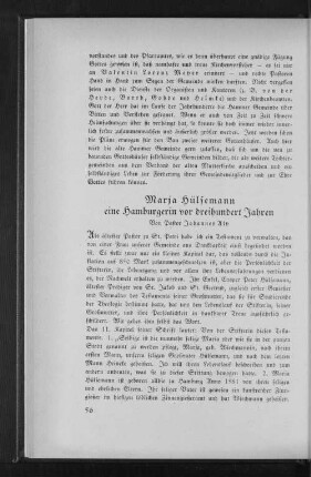 Maria Hülsemann eine Hamburgerin vor dreihundert Jahren