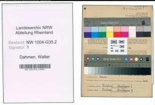 Entnazifizierung Walter Dahmen , geb. 31.03.1909 (Opernsaenger)