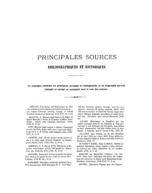 Principales Sources Bibliographiques et Historiques