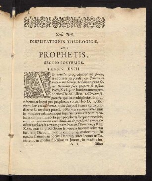 A2r-B4v, Disputationis Theologicae de Prophetis, Sectio Posterior. Thesis XVIII.