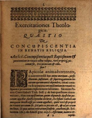 Exercitationum theologicarum disputatio V., de concupiscentia renatorum et peccato in Spiritum Sanctum