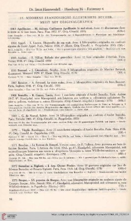13. Moderne Französische Illustrierte Bücher. Meist mit Originalgraphik (Nr. 1063-1195)