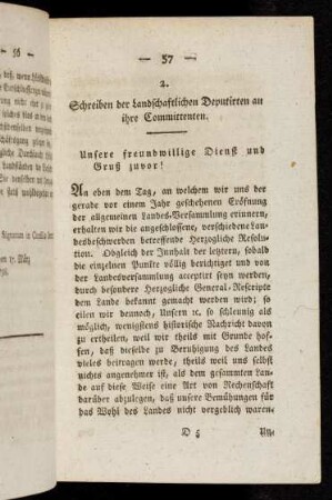 57-61 Schreiben der Landschaftlichen Deputirten an ihre Committenten