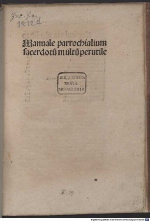 Manuale parochialium sacerdotum
