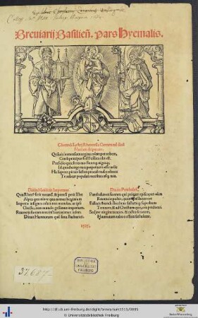 Breviarium Basiliense, Pars Hyemalis