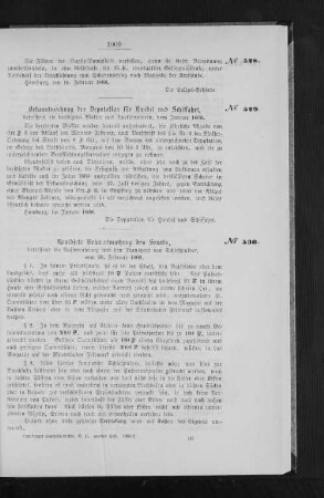 Revidirte Bekanntmachung des Senats, betreffend die Aufbewahrung und den Transport von Schießpulver, vom 28. Februar 1868.