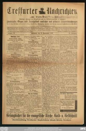 Treffurter Nachrichten : Stadtblatt, Nr. 73. Mittwoch, den 12. September 1923