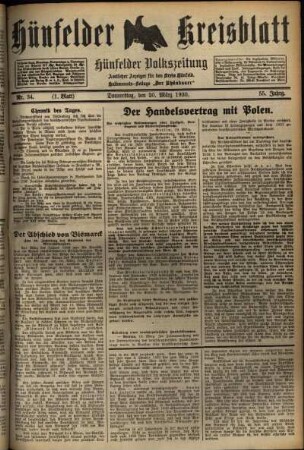 Erste Ausgabe vom Donnerstag, den 20. März 1930.