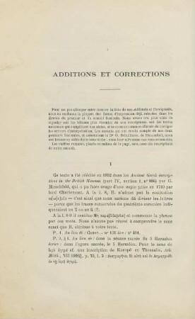 Additions et corrections