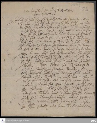 Brief von Johann Hieronymus Wiegleb an August Hermann Francke.