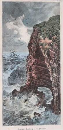 Helgoland: Brandung an der Felsenwand.