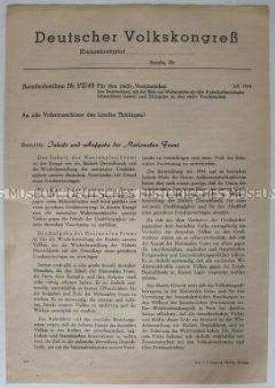 Rundschreiben des Deutschen Volkskongresses an die Thüringer Volksausschüsse zu den Aufgaben der Nationalen Front