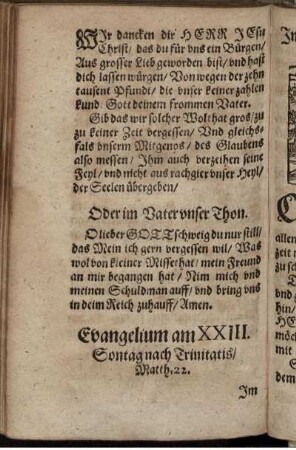 Evangelium am XXIII. Sontag nach Trinitatis/ Matth. 22.