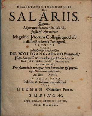 Dissertatio inauguralis de salariis