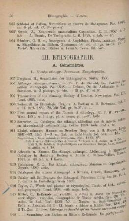 III. Ethnographie