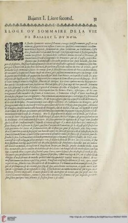 Eloge ou sommaire de la vie de Baiazet I. du nom