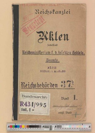 Reichsministerium für die besetzten Gebiete. - Personalangelegenheiten der Beamten