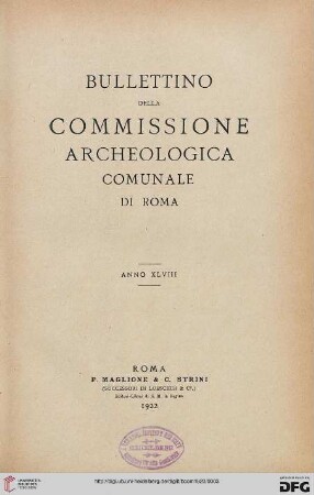 48: Bullettino della Commissione Archeologica Comunale di Roma