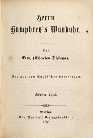 Herrn Humphrey's Wanduhr, 2
