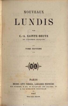 Nouveaux lundis, 7