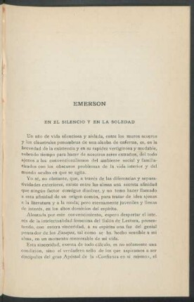 Emerson : En el silencio y en la soledad