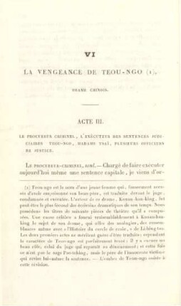 VI. La vengeance de Teou-ngo (I), drame chinois