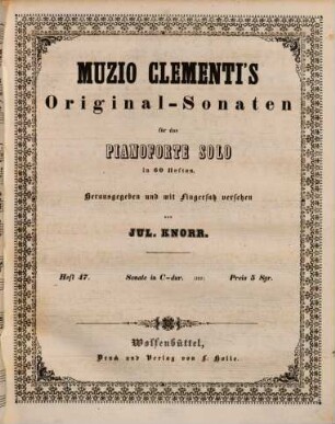 Muzio Clementi's Original-Sonaten für das Pianoforte solo in 60 Heften, 3. Heft 44 - 60