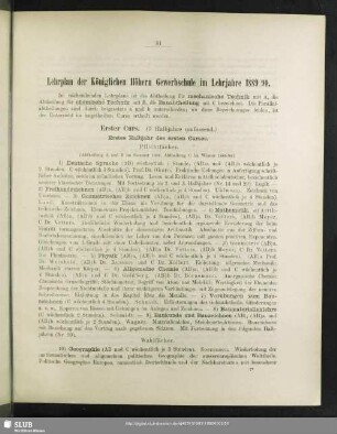 Lehrplan der Königlichen Höhern Gewerbschule