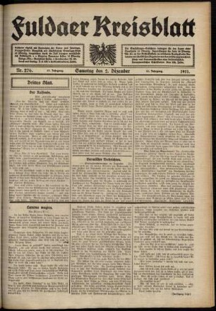 Dritte Ausgabe vom Samstag, den 02. Dezember 1911.