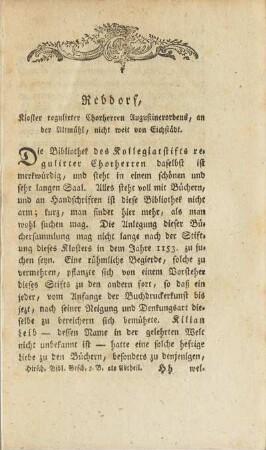 Rebdorf, Kloster regulirter Chorherren Augustinerordens, an der Altmühl, nicht weit von Eichstädt.