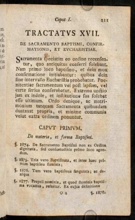 211-224, Caput Primum. De materia, et forma Baptismi. - Caput Secundum. De Ministro Baptismi.