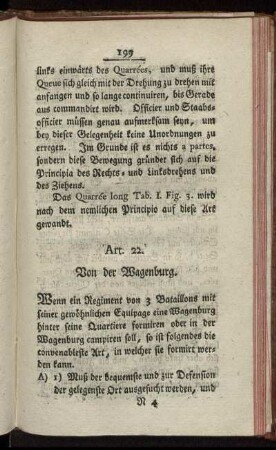 Art. 22. Von der Wagenburg.