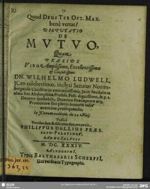 Disputatio De Mutuo