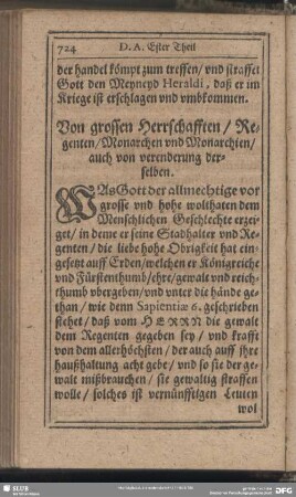 Von grossen Herrschafften, Regenten, Monarchen und Monachien, auch von verenderung derselben