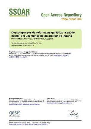 Descompassos da reforma psiquiátrica: a saúde mental em um município do interior do Paraná
