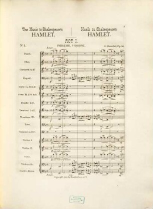 The music to Shakespeare's Hamlet : composed for the production of the play at the Haymarket Theatre London January 1892 ; op. 50