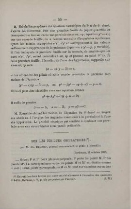 SUR LES CONIQUES OSCULATRICES.