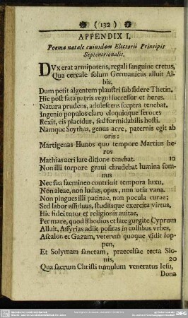 Appendix I. Poema natale cuiusdam Electorii Principis Septentrionalis