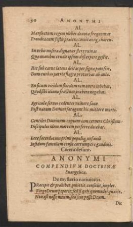 Anonymi Compendium Doctrinae Evangelicae.