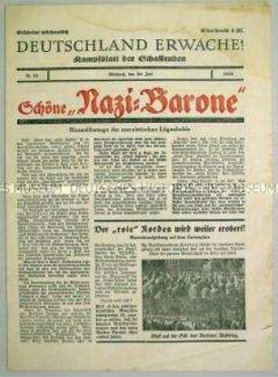 NS-Propagandazeitung "Deutschland erwache!" mit sozial- demagogischer Polemik gegen das System der Weimarer Republik