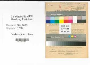 Entnazifizierung Hans Feldkaemper , geb. 25.06.1914 (Mechaniker)