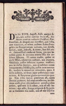 Dies hic XXVII. Augusti, ...