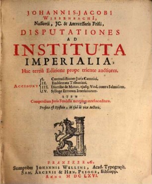 Disputationes ad Institutiones Imperialia