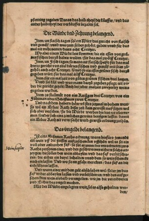 Die Würdt und Zehrung belangend.