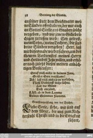 Gewissensprüfung vor der Beichte.