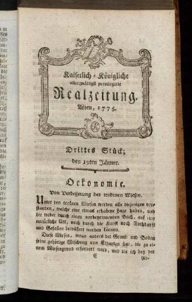 Drittes Stück; den 19ten Jänner. Wien, 1775.