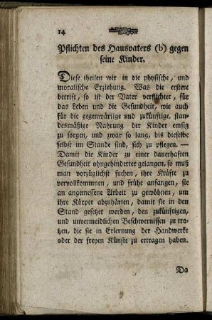 Pflichten des Hausvaters (b) gegen seine Kinder.