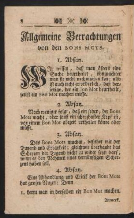 Allgemeine Betrachtungen von den Bons Mots.